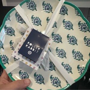 Roller Rabbit x Target - set of 4 Green-Trimmed Floral blue salad Plates